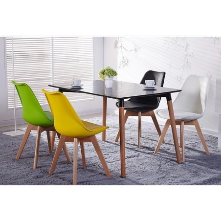 Mesa NURY NEW, madera, tapa negra, 160 x 90 cms