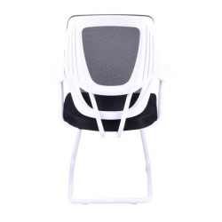 Sillón de oficina ULRIK, fijo, blanco, malla y tejido negro 2