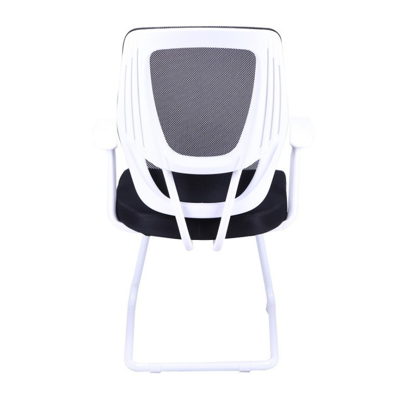 Sillón de oficina ULRIK, fijo, blanco, malla y tejido negro