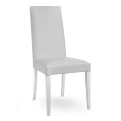 Silla DENNY, madera de haya, lacada blanca y tapizado gris claro