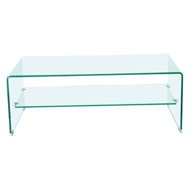 Mesa CHALLENGER, baja, cristal curvado, 110x55 cms