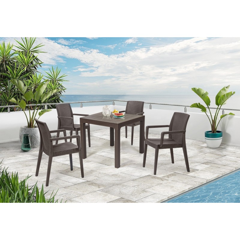 Sillón GLADY, apilable, polipropileno marrón chocolate