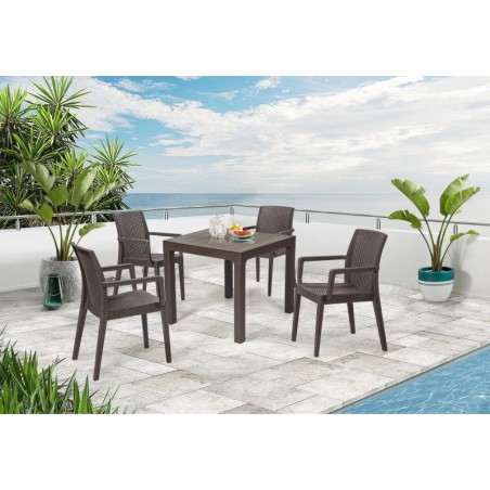 Sillón GLADY, apilable, polipropileno marrón chocolate