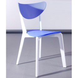 Silla LINA, apilable, polipropileno blanco y azul 2