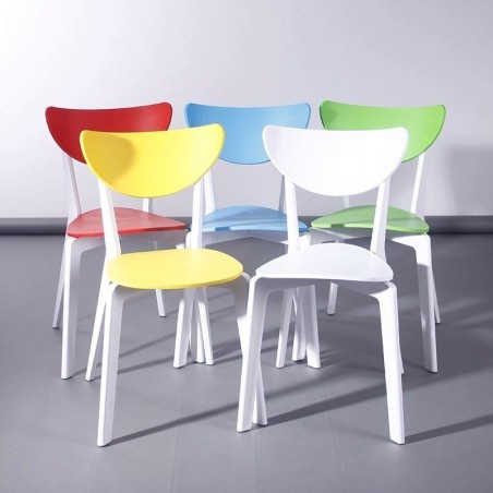 Silla LINA, apilable, polipropileno blanco y azul