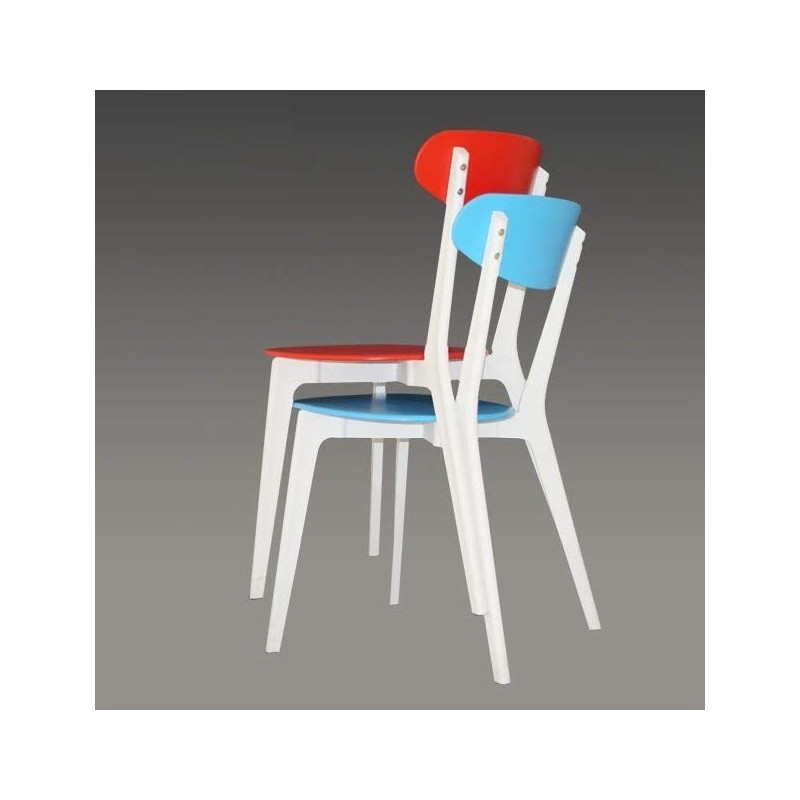 Silla LINA, apilable, polipropileno blanco y azul
