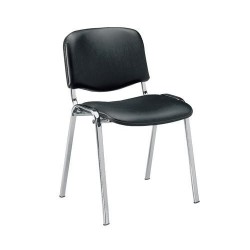 Silla NIZA NEW AM, chasis cromado, similpiel negra*