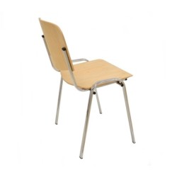Silla NIZA NEW, chasis cromado, asiento y respaldo en madera natural 2
