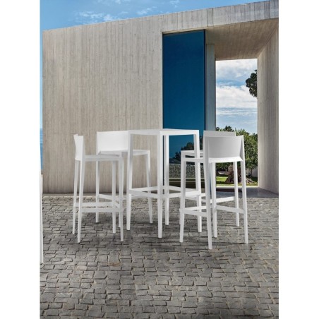 Taburete SUNNY 99, apilable, polipropileno blanco