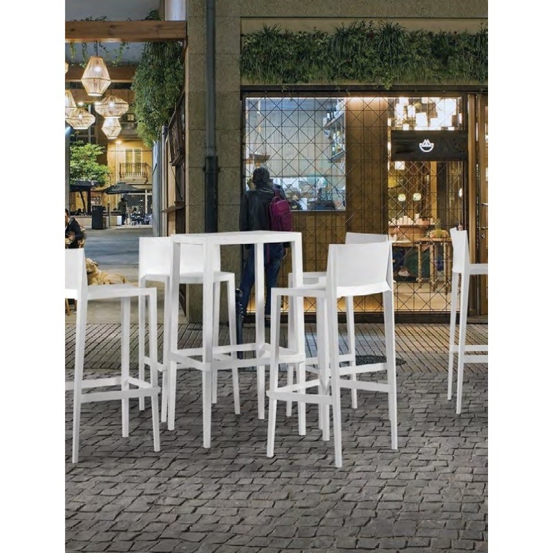 Taburete SUNNY 99, apilable, polipropileno blanco