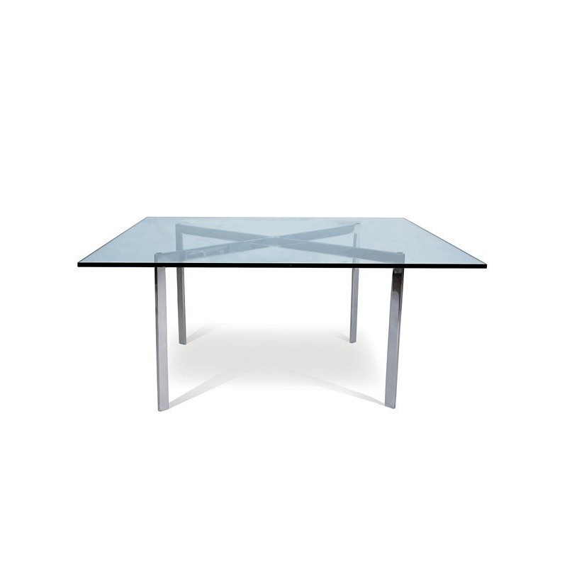 Mesa BCN, baja, acero inoxidable, cristal, 102x102 cms