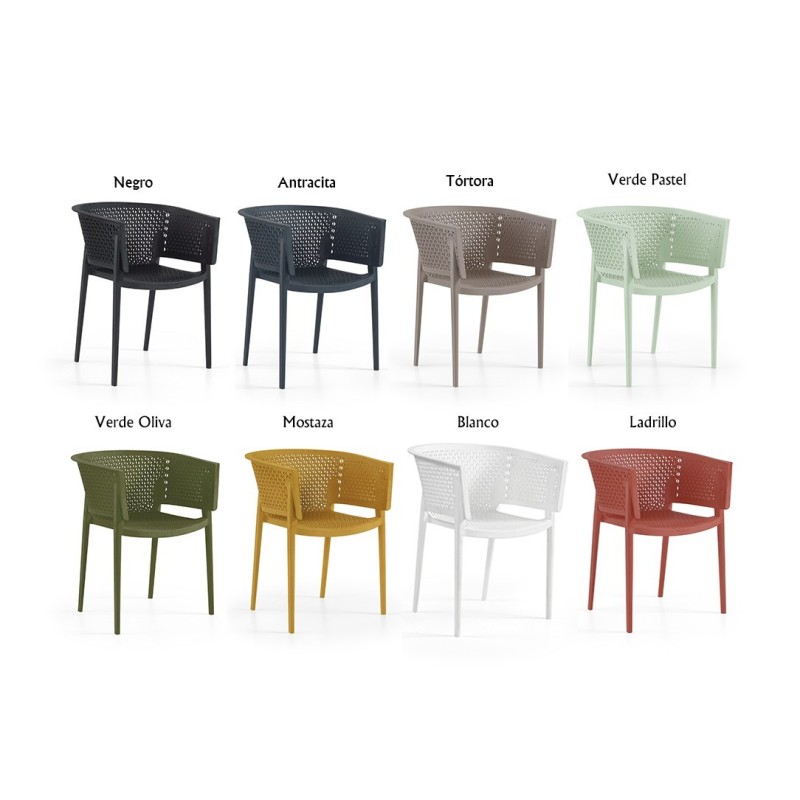 Sillón BILL, apilable,  polipropileno tórtora