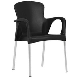 Sillón SENA, apilable, polipropileno negro*