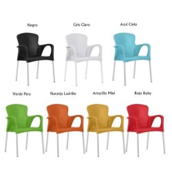 Sillón SENA, apilable, polipropileno negro* 2