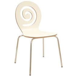 Silla PINSAPO, apilable, acero inoxidable, laminado blanco roto