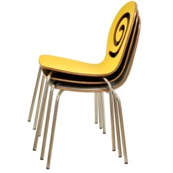 Silla PINSAPO, apilable, acero inoxidable, laminado blanco roto 2