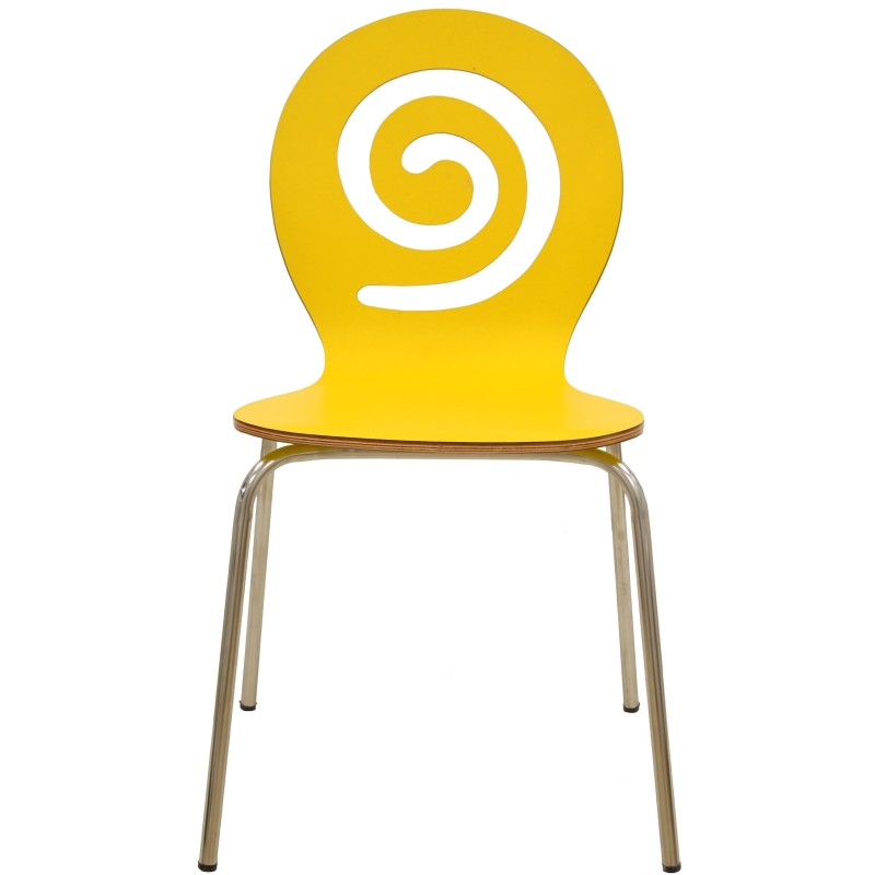 Silla PINSAPO, apilable, acero inoxidable, laminado amarillo