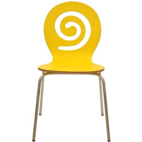 Silla PINSAPO, apilable, acero inoxidable, laminado amarillo