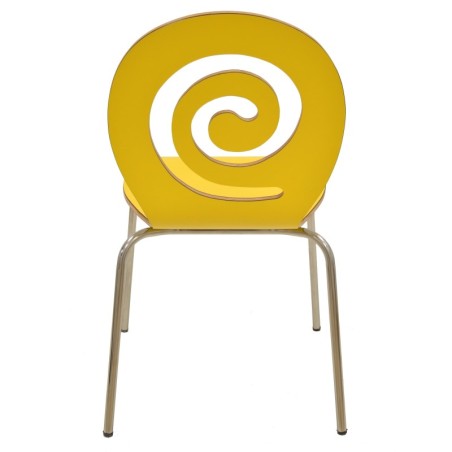 Silla PINSAPO, apilable, acero inoxidable, laminado amarillo
