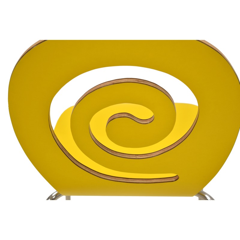 Silla PINSAPO, apilable, acero inoxidable, laminado amarillo