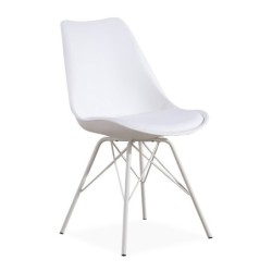 Silla BELLA NEW BBB, base blanca, carcasa y cojín blanco