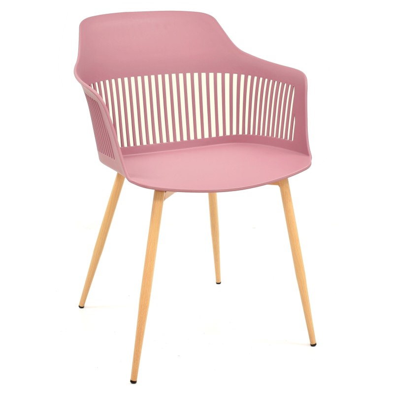 Sillón ALCAZABA, metal, polipropileno rosa oscuro