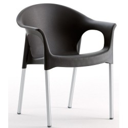 Sillón NILO, aluminio, apilable, polipropileno negro*