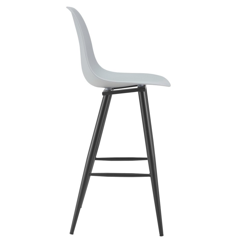 Taburete CLUNY, metal epoxi negro, polipropileno gris