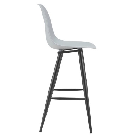 Taburete CLUNY, metal epoxi negro, polipropileno gris