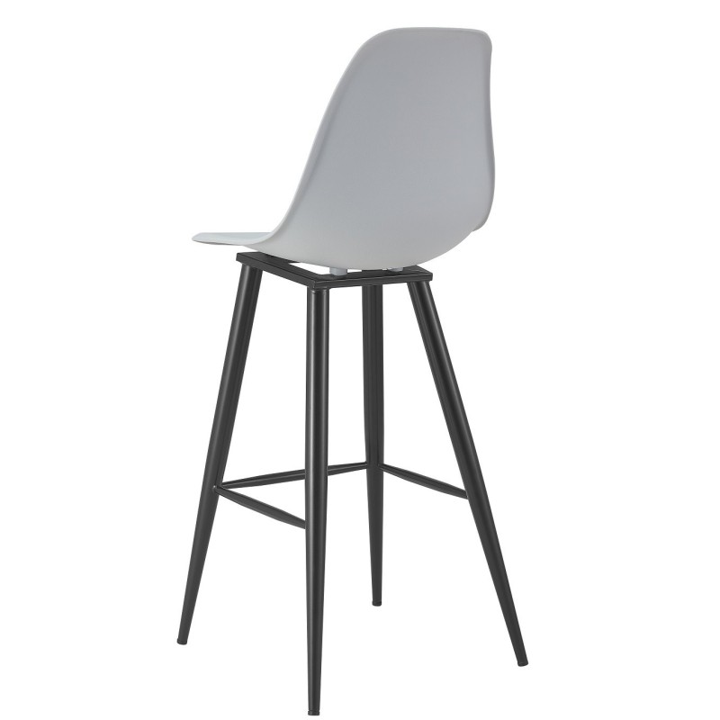 Taburete CLUNY, metal epoxi negro, polipropileno gris