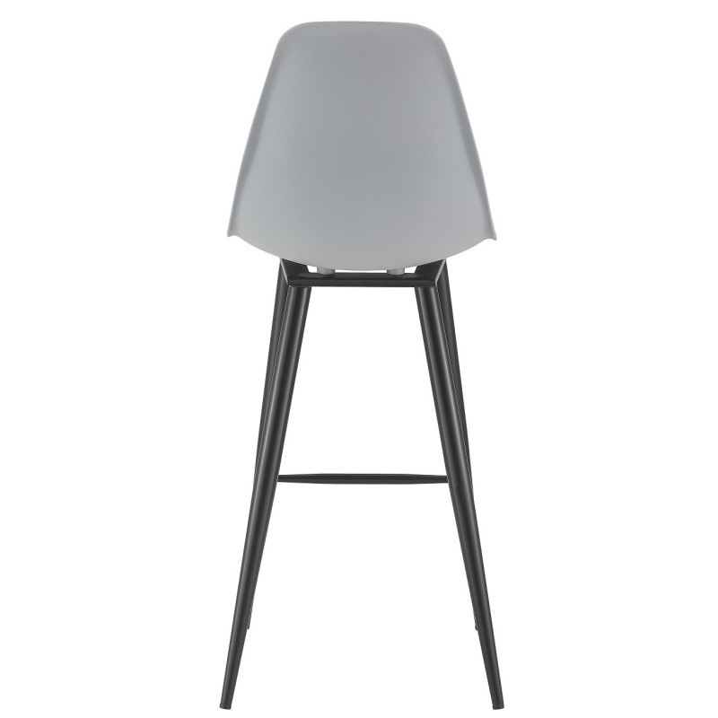 Taburete CLUNY, metal epoxi negro, polipropileno gris
