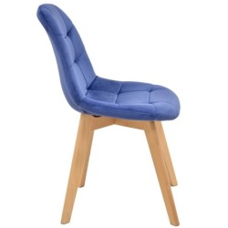 Silla LORENA, madera, tapizada velvet azul 2