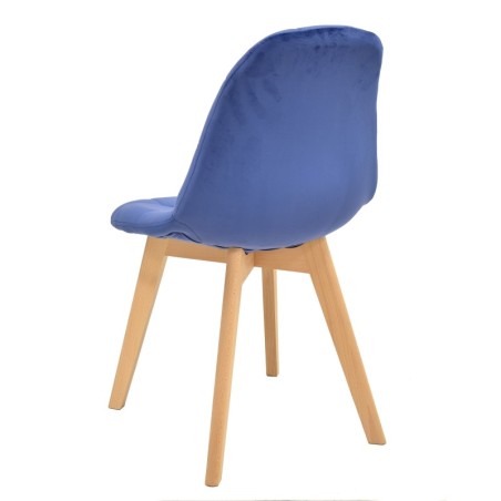 Silla LORENA, madera, tapizada velvet azul