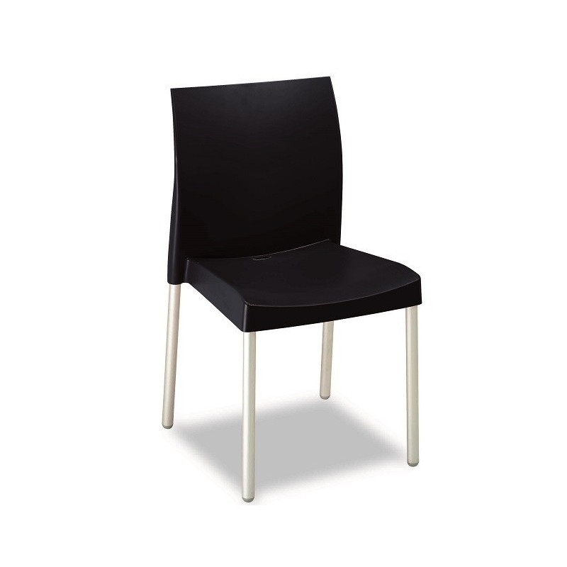 Silla SANDRA, aluminio, polipropileno negro*