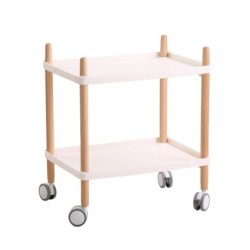 Mesa auxiliar IKER, ruedas, madera, polipropileno blanco