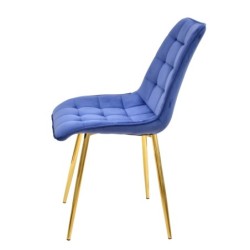 Silla GILDA, metal, dorado, tejido velvet azul 2
