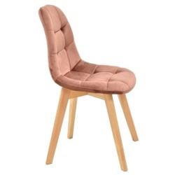 Silla LORENA, madera, tapizada velvet rosa coral 2