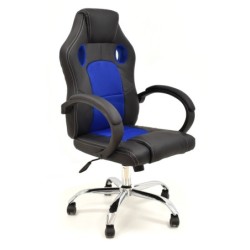 Sillón de oficina SEPANG, racing, similpiel negra, tejido mesh azul 2