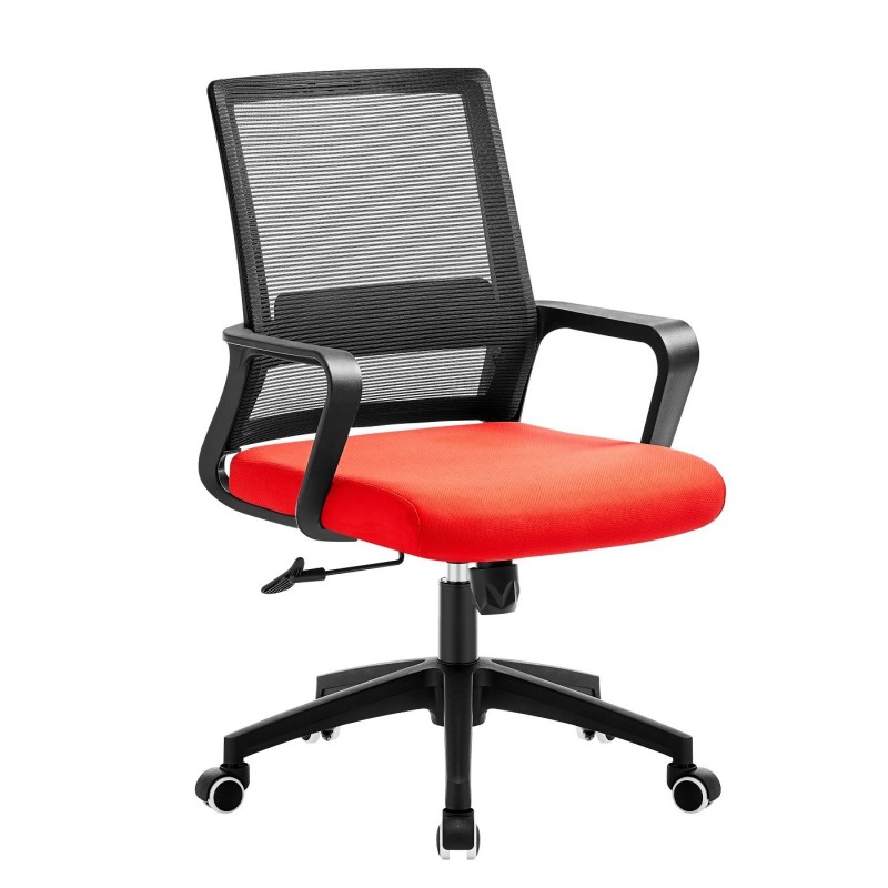 Sillón de oficina CLIFFORD, negro, malla negra y tejido rojo