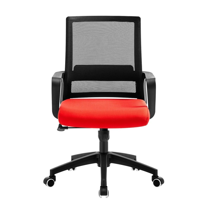 Sillón de oficina CLIFFORD, negro, malla negra y tejido rojo