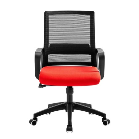 Sillón de oficina CLIFFORD, negro, malla negra y tejido rojo