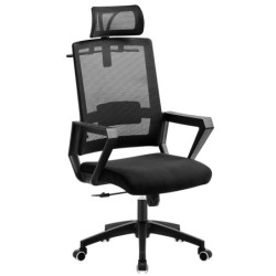 Sillón de oficina ASTON, negro, malla y tejido negro