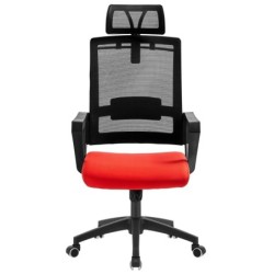 Sillón de oficina ASTON, negro, malla negra, tejido rojo 2