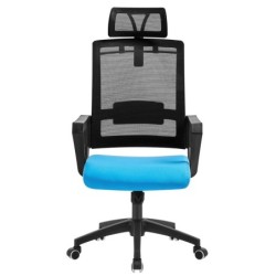 Sillón de oficina ASTON, negro, malla negra, tejido azul claro 2