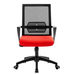 Sillón de oficina RISLEY, negro, malla negra, tejido rojo 2