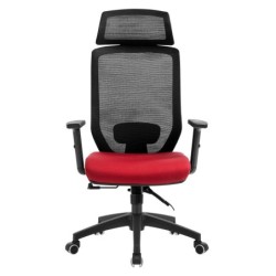 Sillón de oficina CLAYTON, negro, malla negra, tejido rojo 2