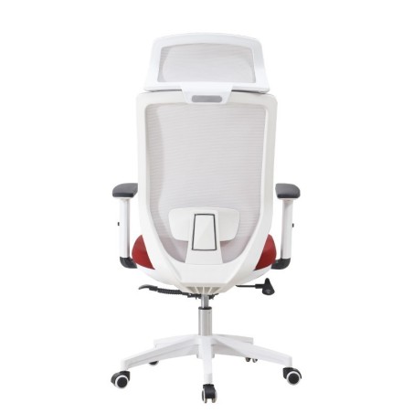 Sillón de oficina CLAYTON, blanco, malla gris, tejido azul claro