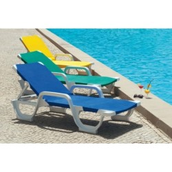 Tumbona COSTASOL, apilable, polipropileno blanco, tejido textilene azul 2