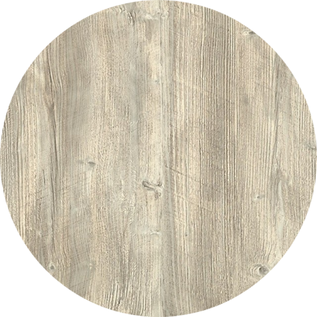 Tablero de mesa Werzalit-SM, PONDEROSA BLANCO 178, 70 cms de diámetro*.