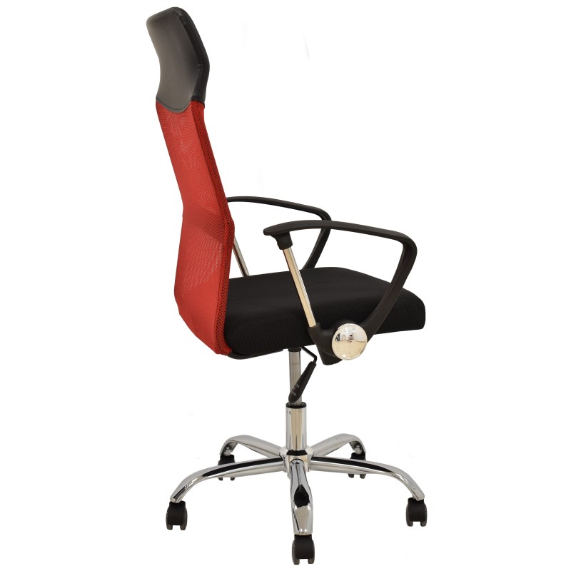 Sillón de oficina GINO (H), malla roja y tejido mesh negro